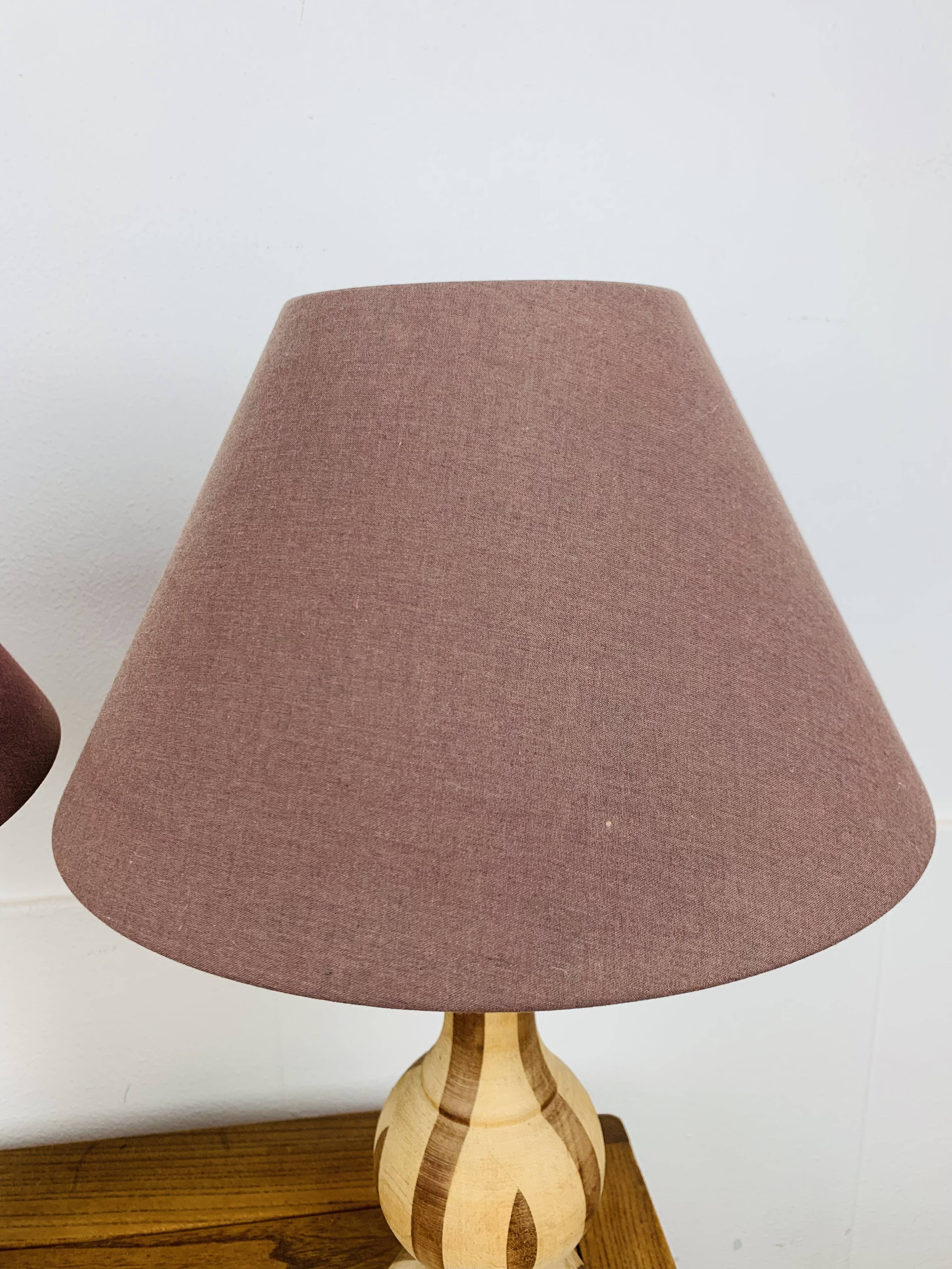 Pair of vintage turned wood lamps