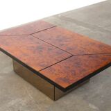 Paul michel burl wood multi functional coffee table and dry bar