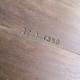 Vintage round art deco breakfast tray in solid wood 1950