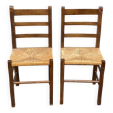 2 chaises bois massif et paille