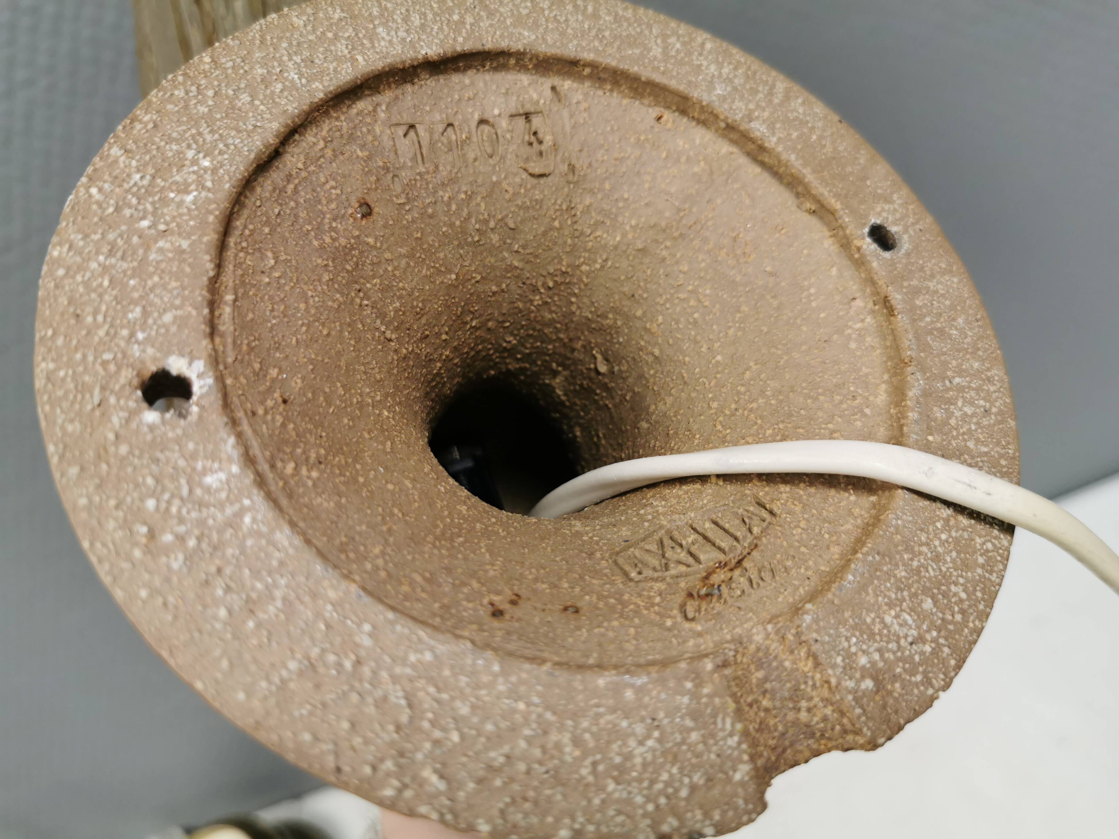 A ceramic wall lamp with a hard-pressed glass shade, Axella Denmark 1970s