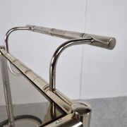 Chromed faux bamboo bar cart, Orsenigo Italy, 1970s