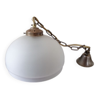 Suspension vintage en verre & laiton