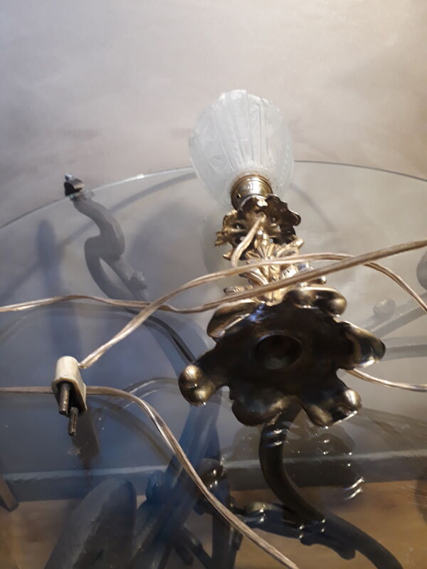 Lampe bronze  art nouveau tulipe pressé du style muller degue schneider 32x10 art deco