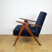 Classic armchair Var B-310 1960s vintage navy velvet - dark wood - 2 pieces available