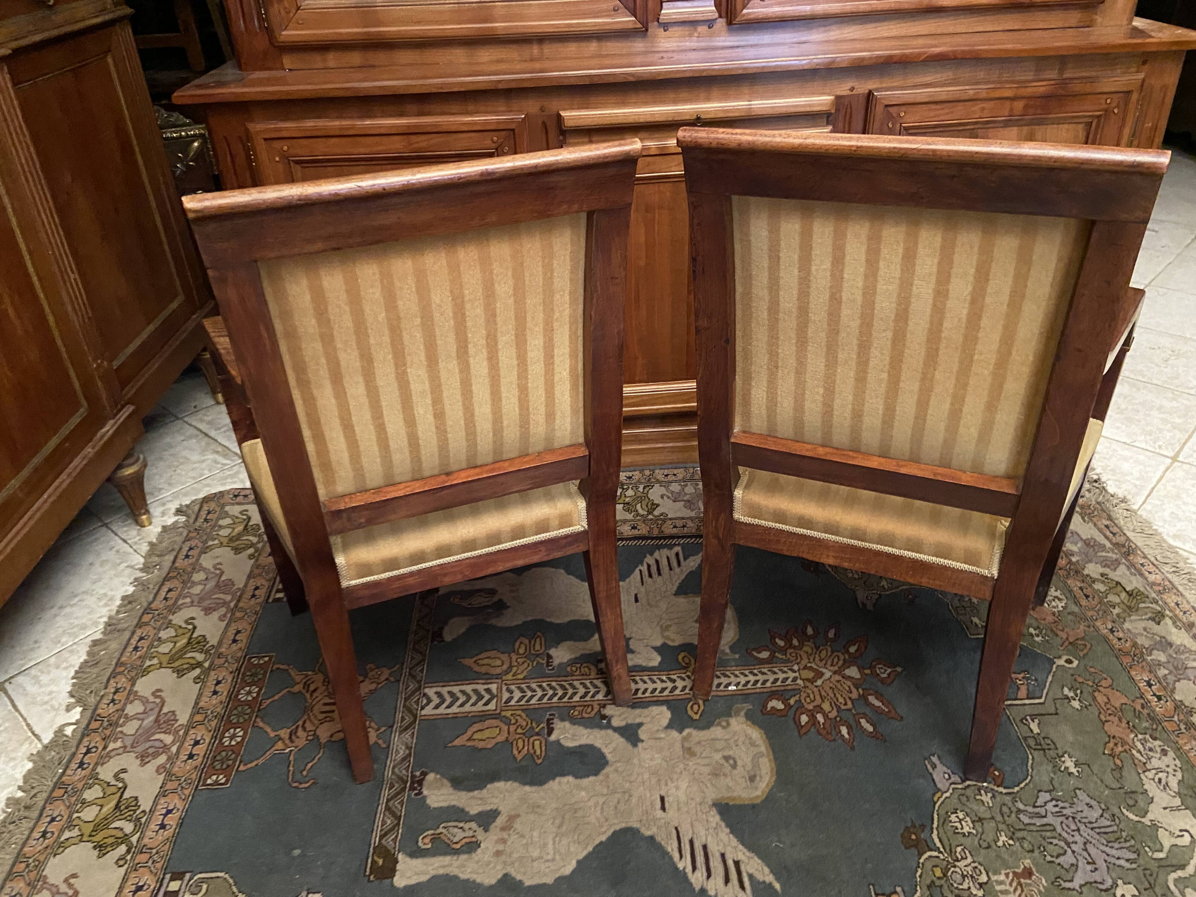 Pair of XIXth armchairs in solid walnut