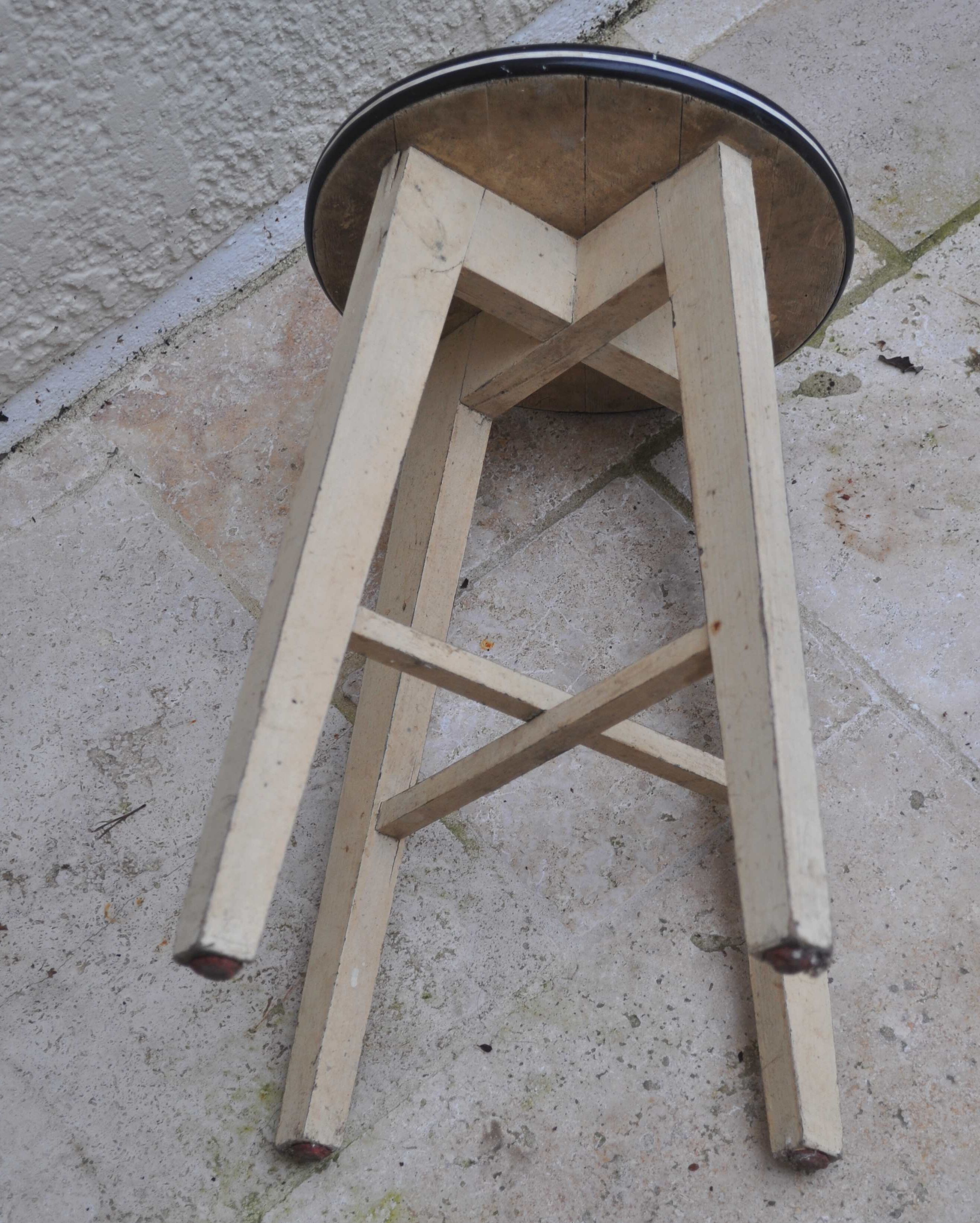 Wood stool vintage formica