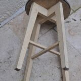 Wood stool vintage formica