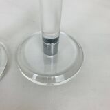 Pair of vintage plexiglass and chrome metal candlesticks