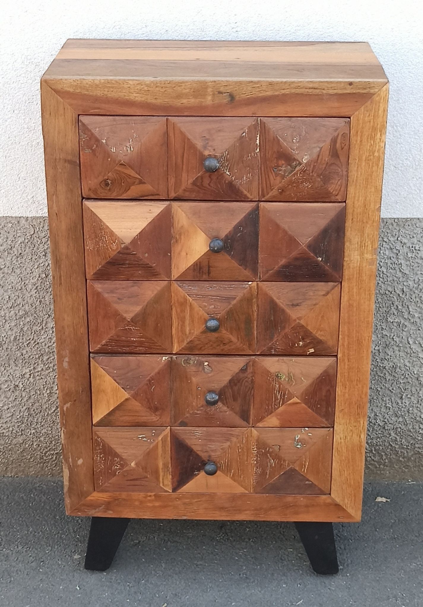 Petite commode 5 tiroirs pointes de diamant