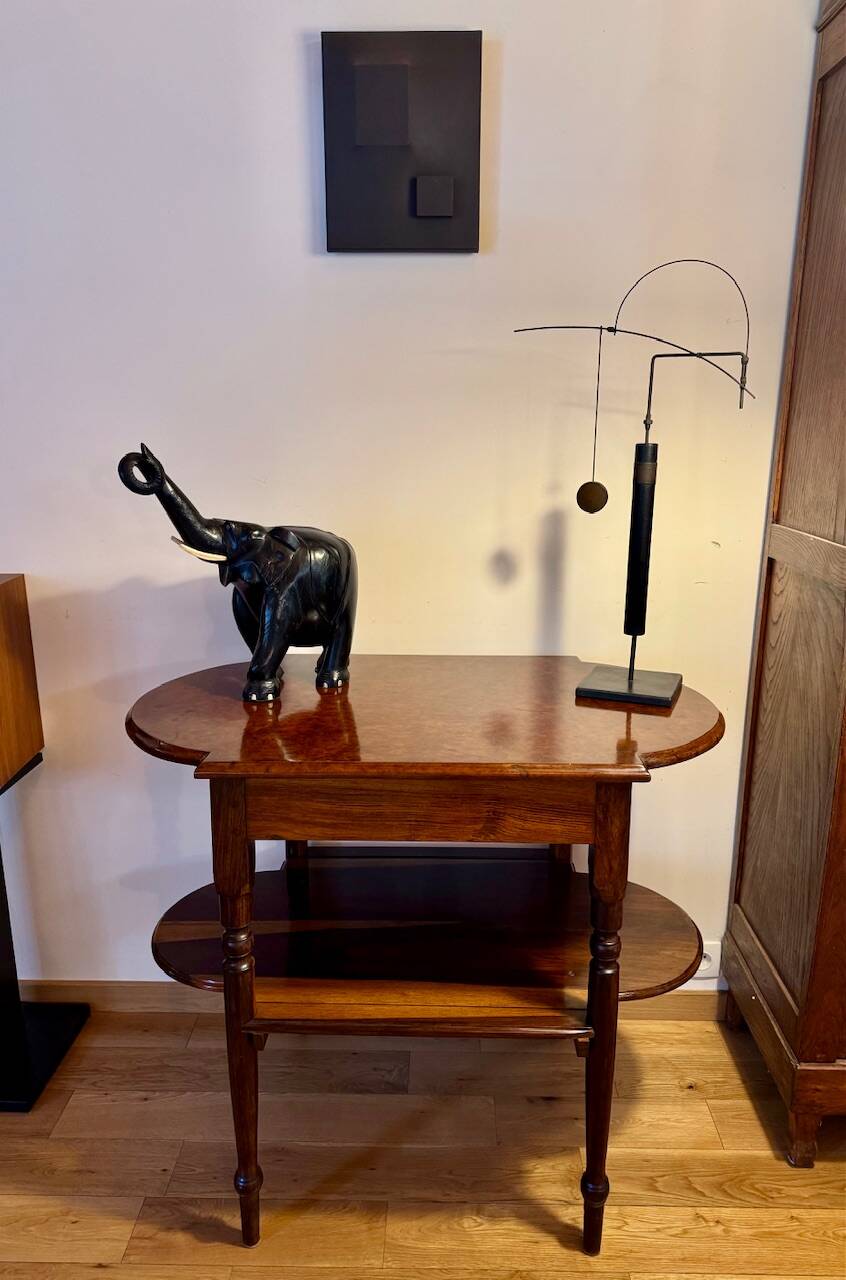 Console in rosewood and burl, early 20th century