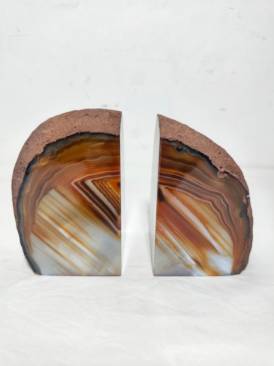 Paire de serre-livres en agate. Espagne, années 1970