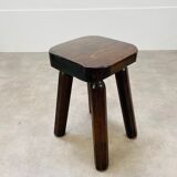 Brutalist chalet-style stool in solid wood