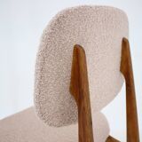 1960s Set of Three Oak Dining Chairs in Boucle, Czechoslovakia