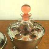 Chrome pear with pitcher and 6 glasses pink