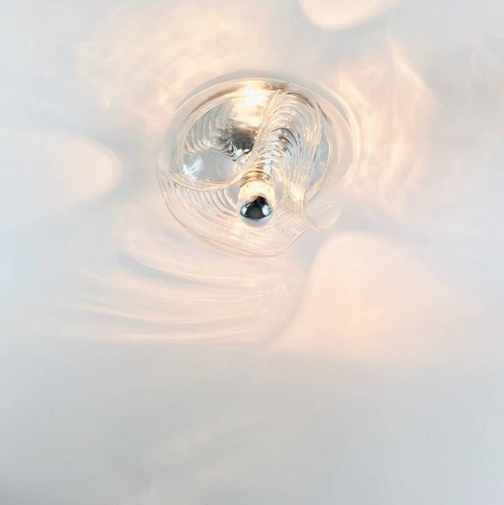 Space Age Glass Ceiling Light 'Wave' Model by by Koch & Lowy for P&P, 1970s