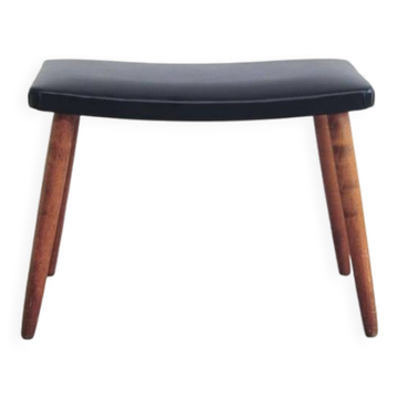 Tabouret en teck et cuir