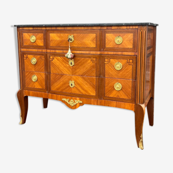 Chest of Drawers In Marquetry Style Transition XIX Eme Century