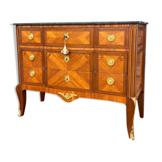 Chest of Drawers In Marquetry Style Transition XIX Eme Century
