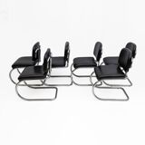 Six of Leatherette and Metal Chromed Cantilever Dining Chairs