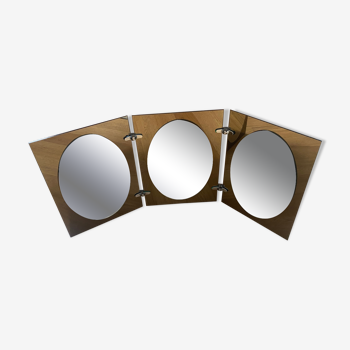 Two-tone smoked triptych mirror from the 60s