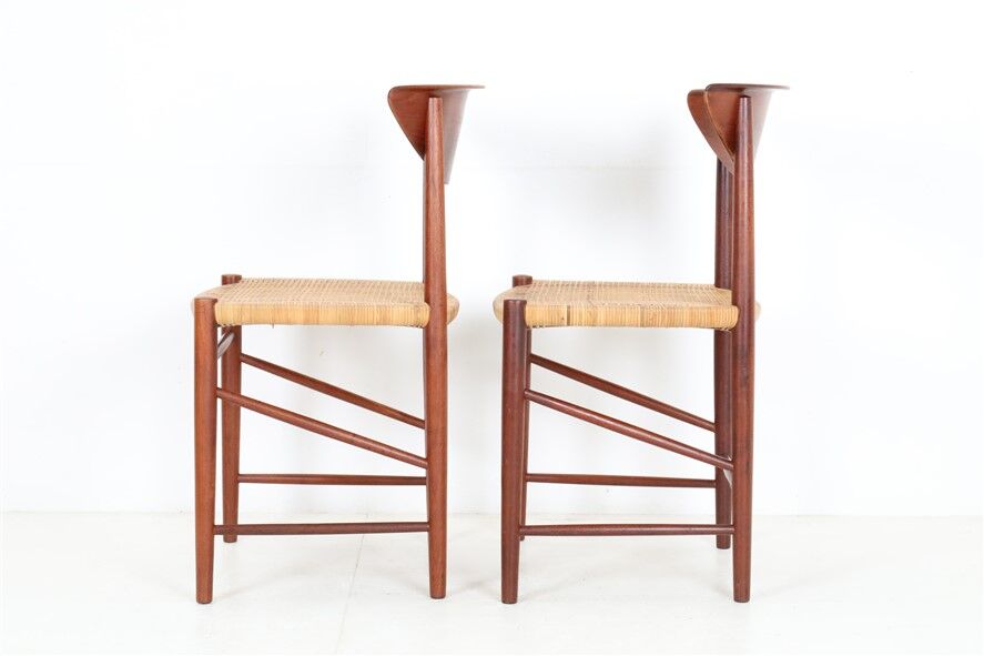 Set of 2 “316” teak/rattan chairs by Peter Hvidt & Orla Mølgaard Nielsen for Søborg Møbler / 1960s