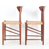 Set of 2 “316” teak/rattan chairs by Peter Hvidt & Orla Mølgaard Nielsen for Søborg Møbler / 1960s