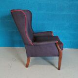 Vintage armchair teak 1960 years covered with violet