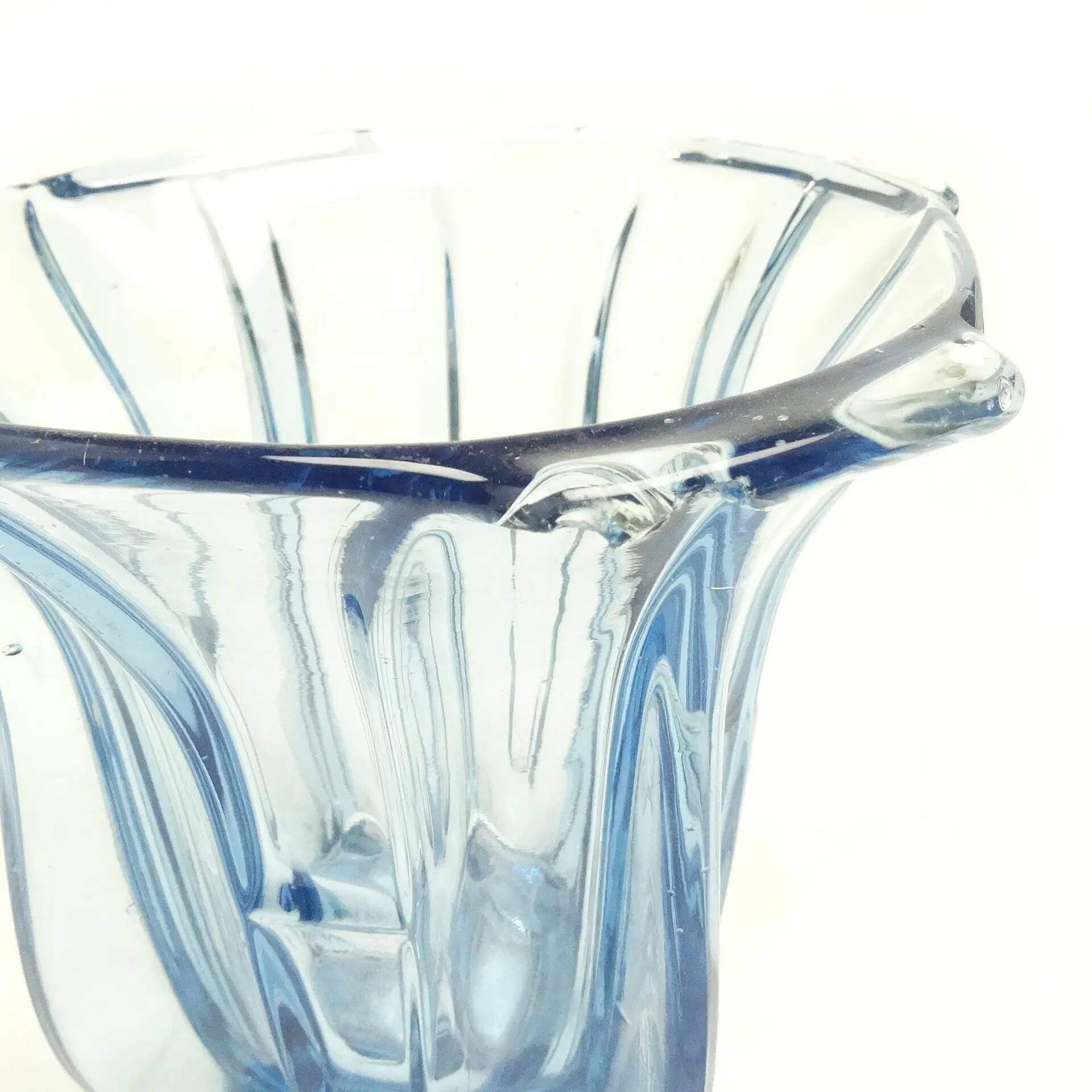 Art Deco vase, pressed glass, Zawiercie Glassworks, Poland, 1930s