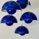 5 Blue Flower Pots by Verner Panton produced by Louis Poulsen