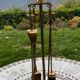 Old brass fireplace set
