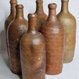 Set of 6 hand-turned stoneware bottles, 31 cm
