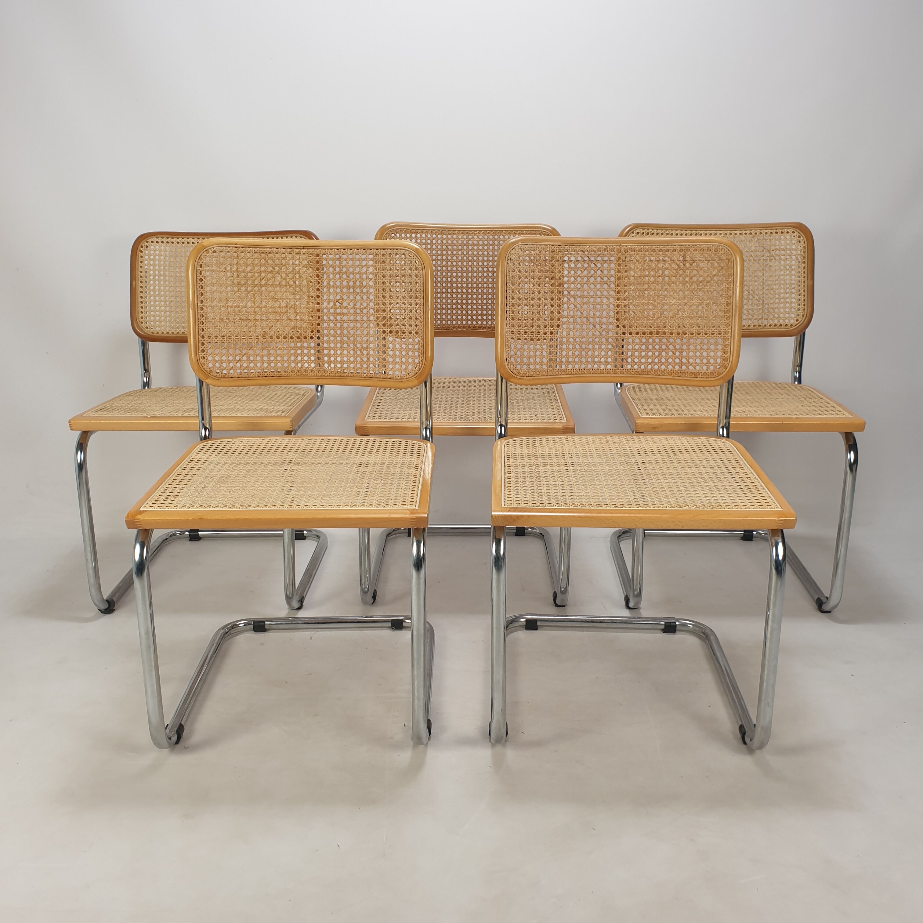 Set of 5 vintage Cesca chairs by Marcel Breuer