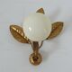 Wall lamp " flower " in golden metal and opaline ball 70s