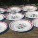 set of nine old flat plates from the 40s/50s with rose decoration