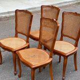 4 Louis XV chairs in solid wood and cane