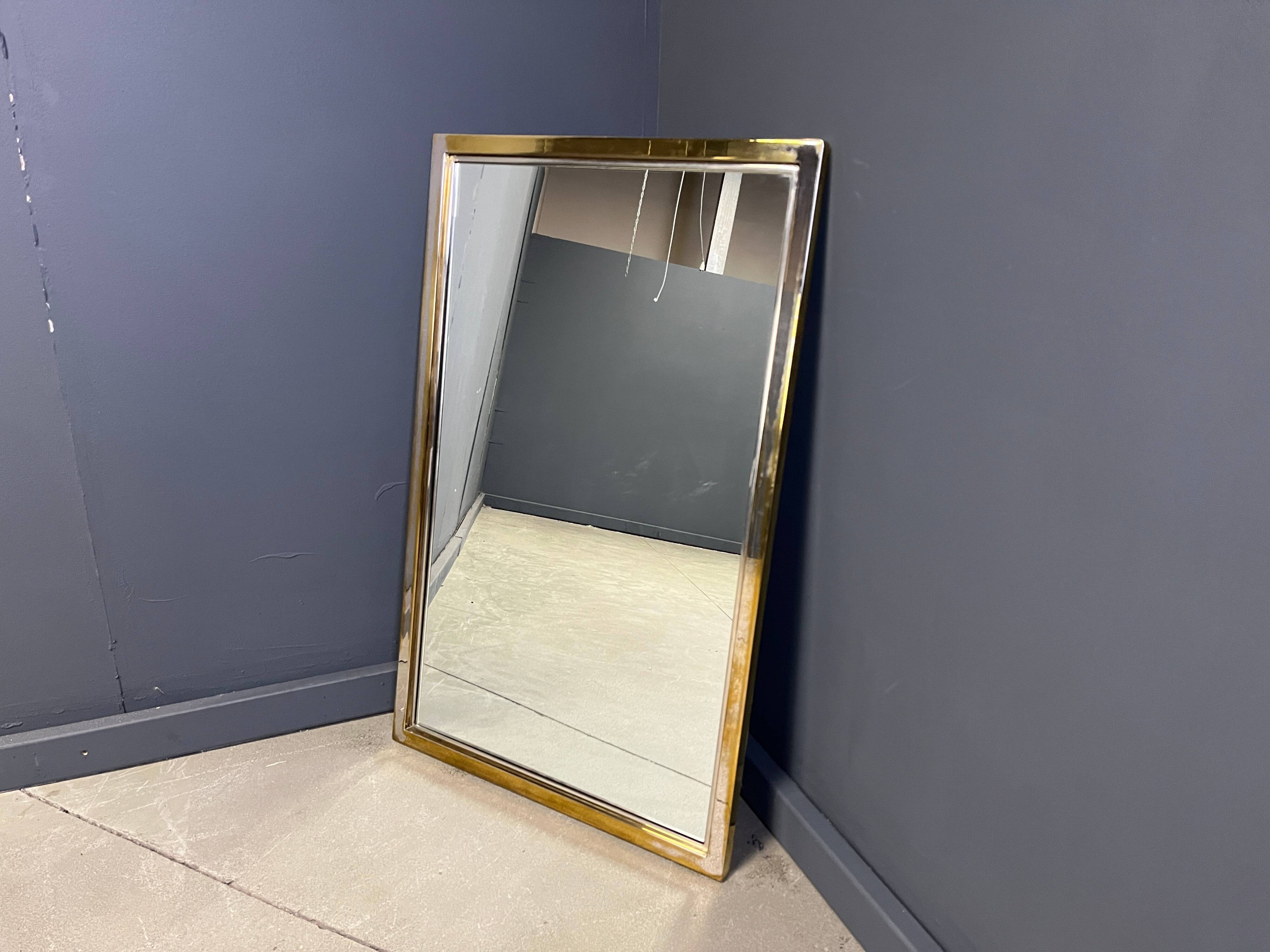 Vintage brass mirror by Belgochrom, 1970s