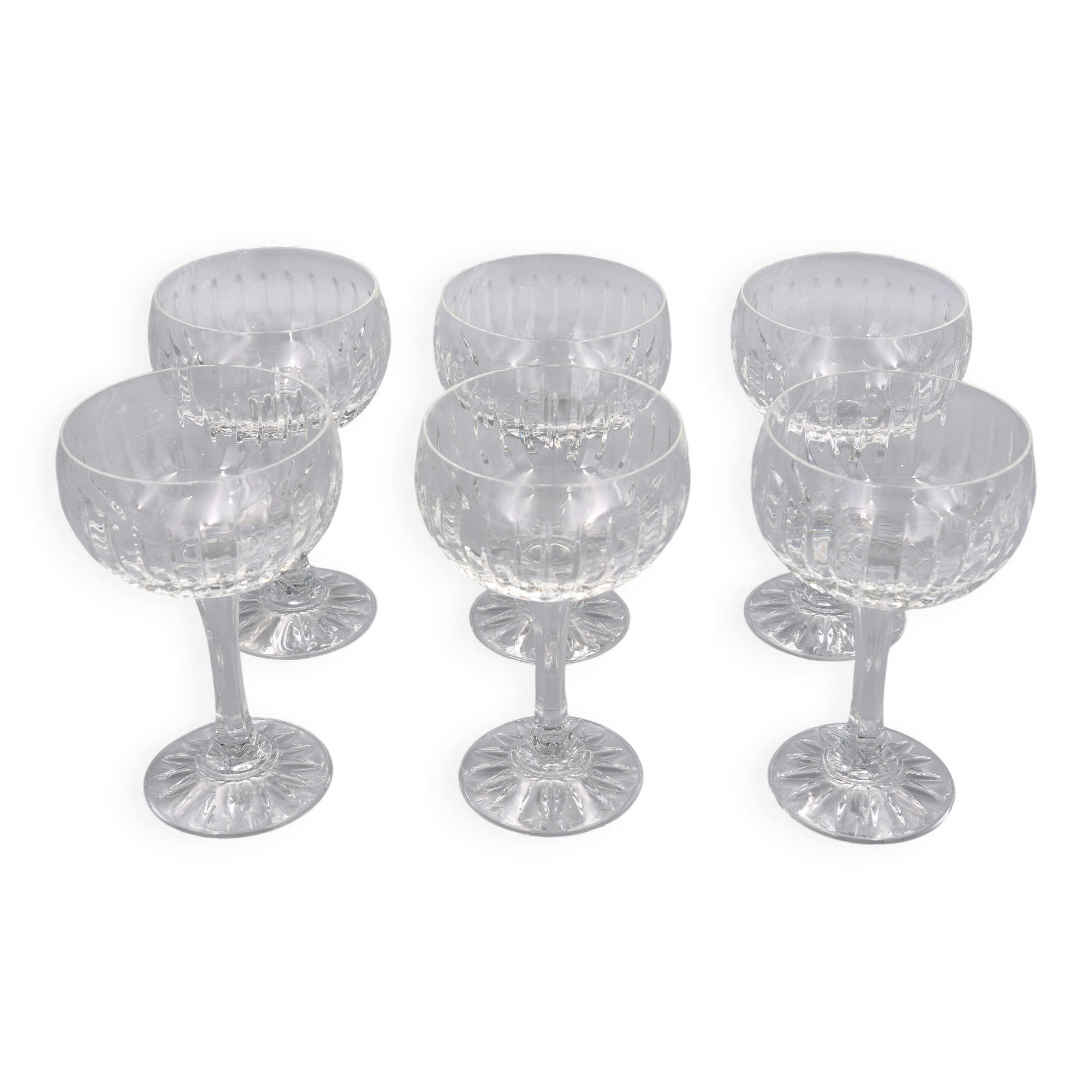 6 Vintage-Style Crystal Champagne Coupes, 1960s Style