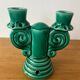 Vallauris green ceramic double candlestick