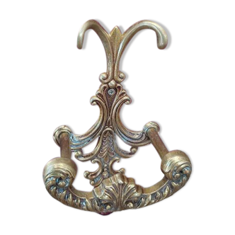 Porte manteau bois patiné lis vin 1 patère bronze déco dp 092289