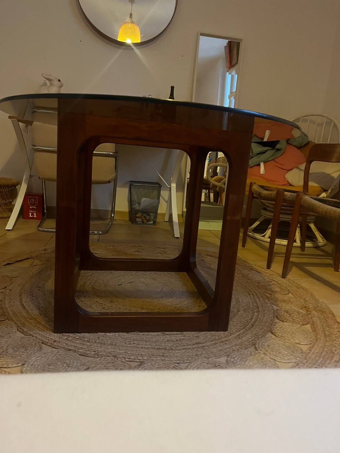 Vintage teak and smoked glass table