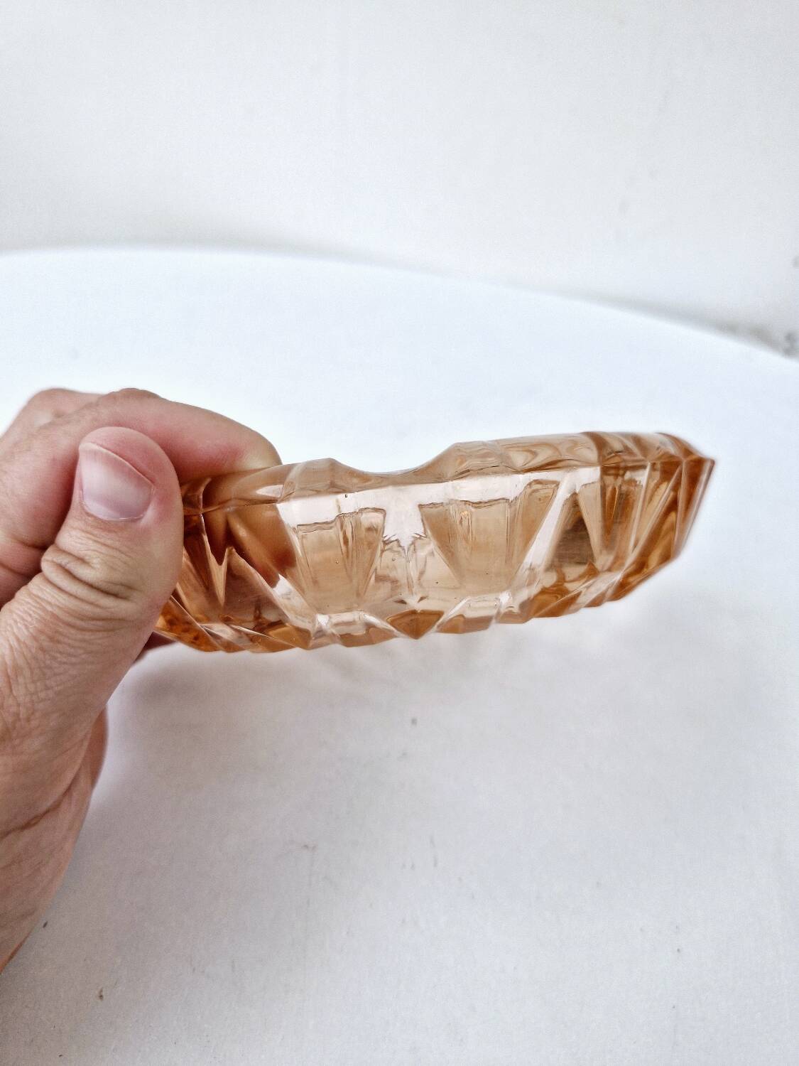 Vintage Luminarc Empty Pocket Ashtray In Rosaline Pink Chiseled Glass