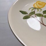 Assiette en faience de Digoin décorée d’une rose jaune
