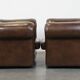 2 Chesterfield armchairs in dark brown cowhide