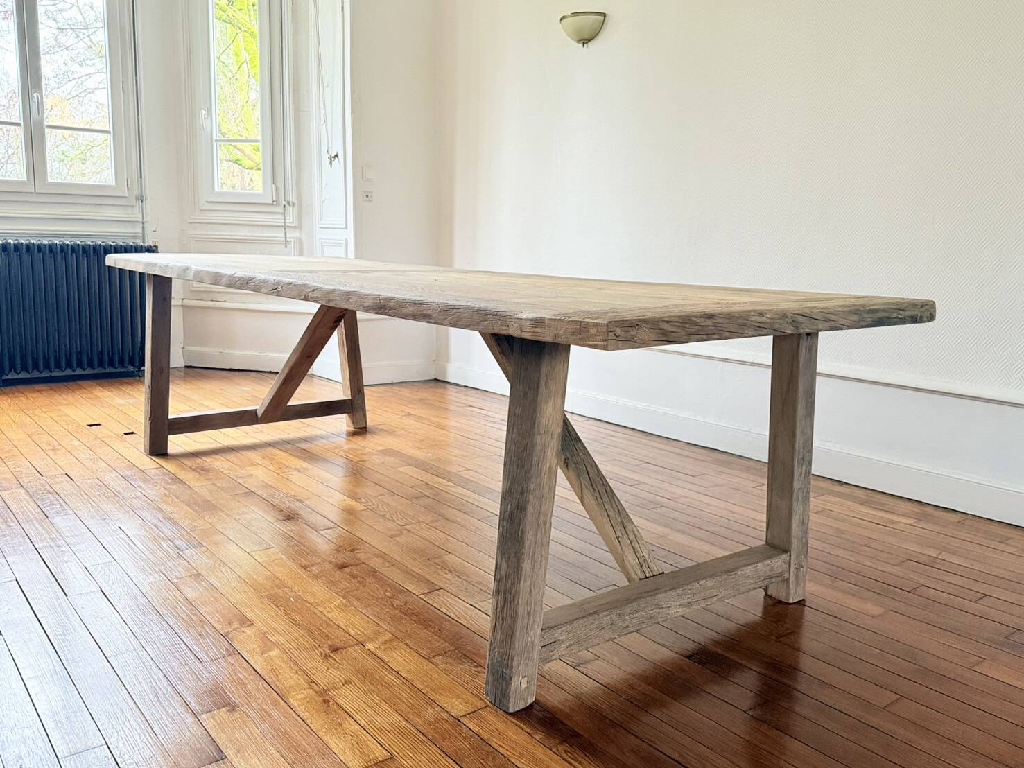 Farm table in solid old oak - Millau 250 by 100 cm