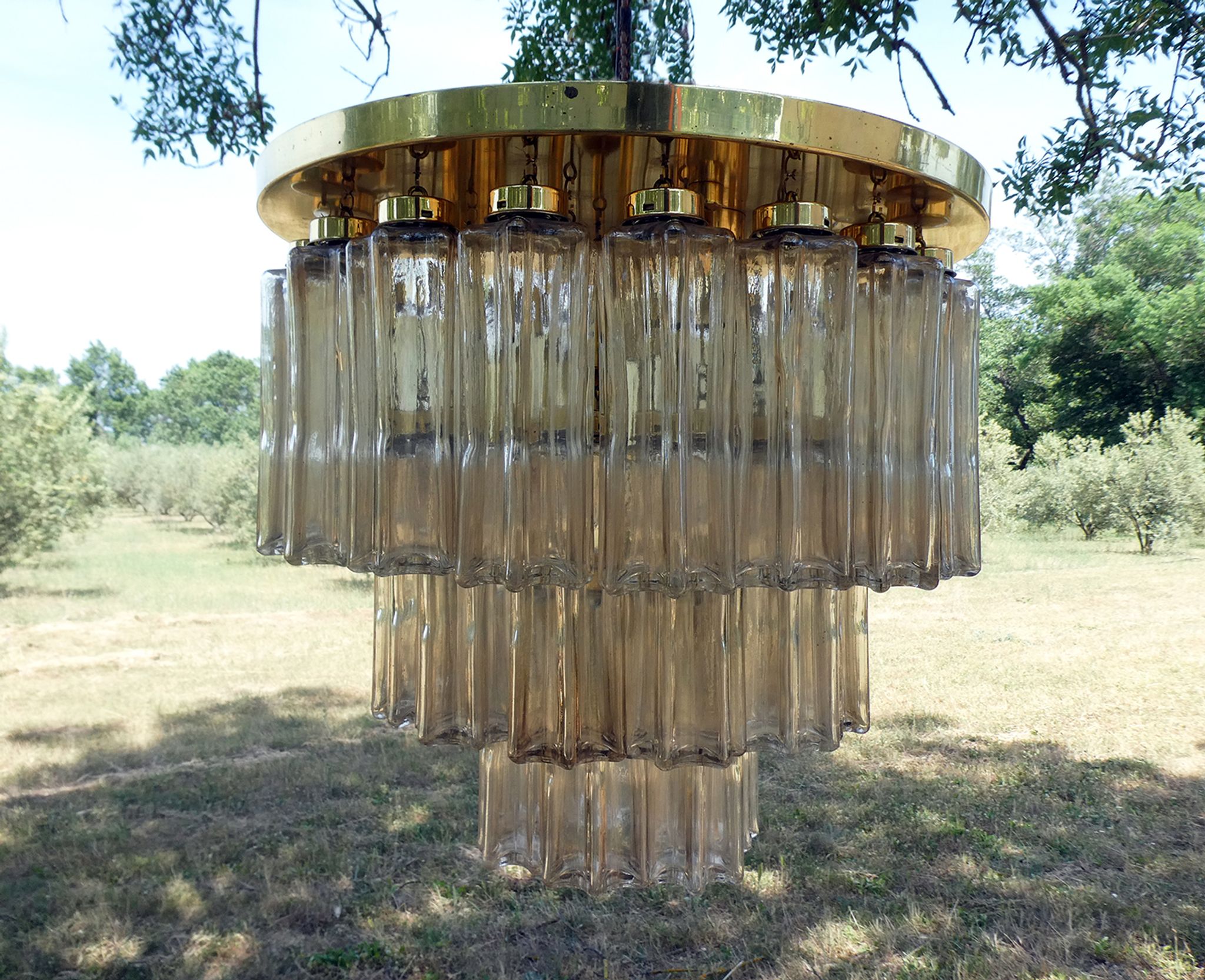 Design chandelier by Glashütte Limburg from 1960