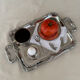 Plateau de service vintage en acier inoxydable Alfra Alessi de style baroque