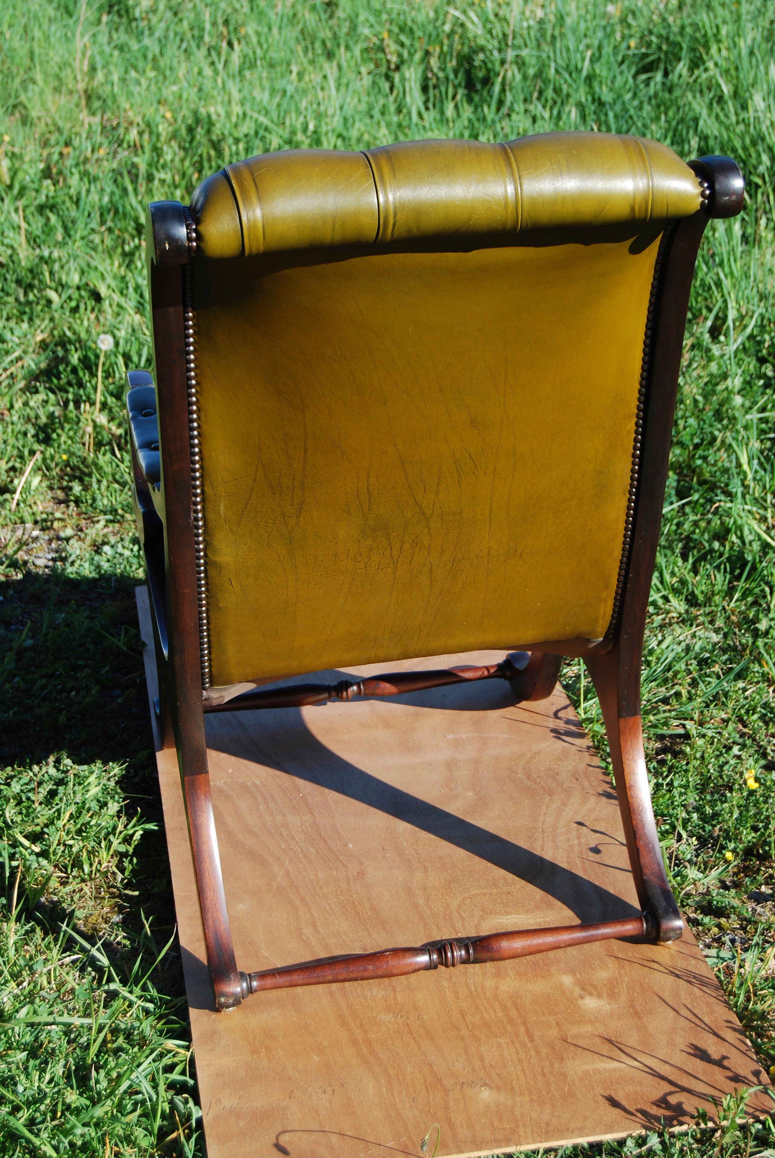 Chesterfield Victoria chair in green leather.