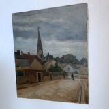 Ancien tableau village et son église