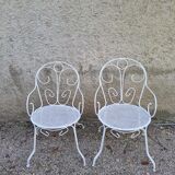 Paire de fauteuil en fer blanc ancien